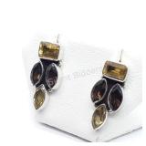 Sterling Silver, Smoky Quartz Citrine Earrings