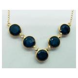 10K Yellow Gold, Sapphire Diamond Necklace