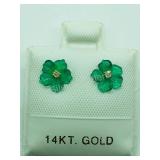 14K Yellow Gold, Diamond Earrings