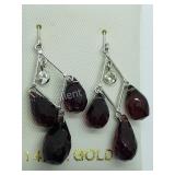 14K White Gold, Garnet White Sapphire Earrings