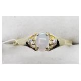 10K Yellow Gold, Opal 2 Diamond Ring