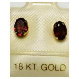 18KT Gold Garnet Earrings