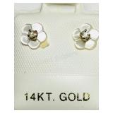 14KT Gold Diamond 2 in 1 Earrings w/ Screwbacks