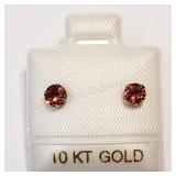 10K Yellow Gold, Red Sapphire Earrings