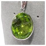 14K White Gold, Peridot Pendant