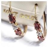 9K Yellow Gold, Garnet Earrings