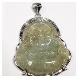 Sterling Silver, Natural Jade Pendant