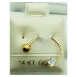 14K Yel Gold, Cubic Zirconia Body Jewelry Earrings