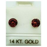 14K Yellow Gold, Garnet Earrings