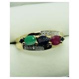 Gold-Plated Sterling Silver, Sapphire Ring