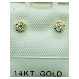 14K Yellow Gold, Diamond Earrings