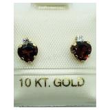 10K Yellow Gold, Garnet Earrings