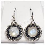 Sterling Silver, Moonstone Earrings