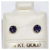 14K Yellow Gold, Iolite Earrings
