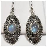 Sterling Silver, Moonstone Earrings
