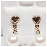 10K Yellow Gold, Freshwater Pearl Earrings