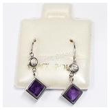 10K White Gold, Amethyst Earrings