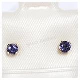 14K Yellow Gold, Iolite Earrings