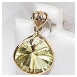 14K Yellow Gold, Lemon Quartz Pendant