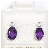 10K White Gold, Amethyst Earrings