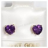 10K Yellow Gold, Amethyst Earrings