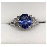 14K White Gold, Tanzanite Diamond Ring
