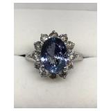 10K White Gold, Tanzanite Diamond Ring