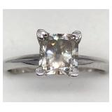 10K Wht Gold, Champagne Diamond Solitaire Ring