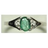 10K Emerald Diamond Ring