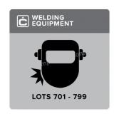 Welding Equipment & Supply - Lots 701-799