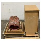 Cabinet, Rug, & Prints