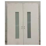 (2) Wooden Doors w/ Glass Panel