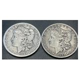 (2) 1889 .7734oz Silver Morgan Dollars