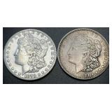 1878 & 1921 .7734oz Silver Morgan Dollars
