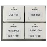 (80) Rnds Reloaded 308  168gr HPBT