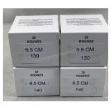 (80) Rnds Reloaded 6.5 CM 130,140
