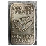 1981 US Assay .999 Fine Silver One Troy Ounce Bar