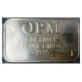 OPM .9995 Fine Silver Bar USA 1 Troy Ounce