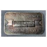Silver Trade Unit .999 Fine Silver Bar