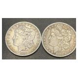 (2) 1890 .7734oz Silver Morgan Dollars