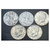 (5) .3617 Troy Oz Silver Coins