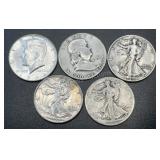 (5) .3617 Troy Oz Silver Coins