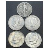 (5) .3617 Troy Oz Silver Coins