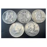(5) .3617 Troy Oz Silver Coins