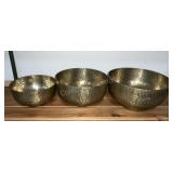 (3) Textured Antiqued Gold Bowls
