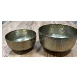(2) Textured Antiqued Gold Bowls