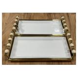 (2) Ceramic Trays w/ Brass Rim