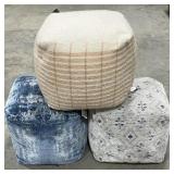 (3) 18" Square Poufs