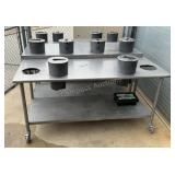 (3) SS Tables w/ Condiment Dispensers