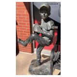 Bronze Baseball Boy Pitcher Statue
